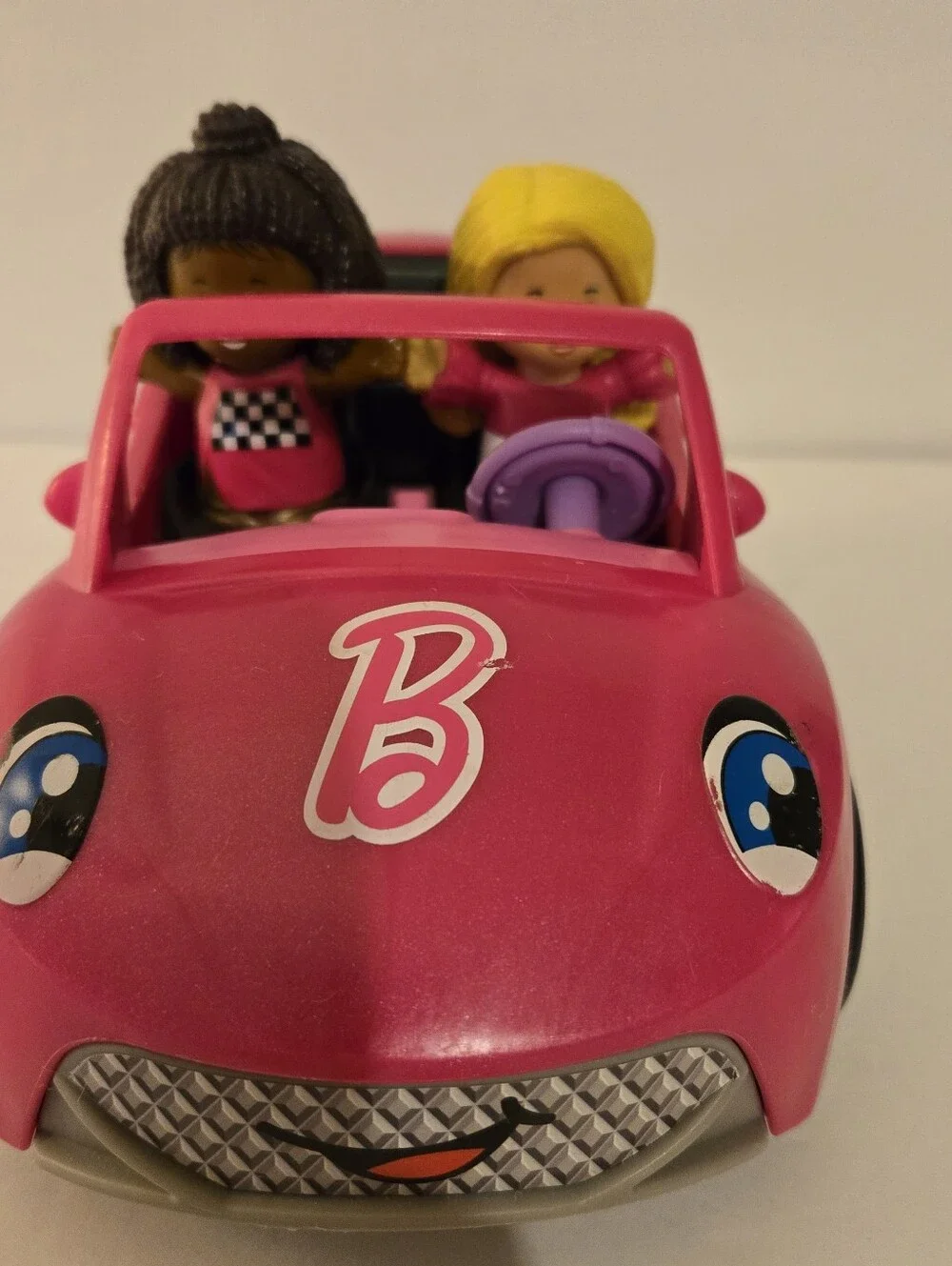 Fisher Price Little People Barbie Pink Convertble Music/Sounds 2 Figures Works